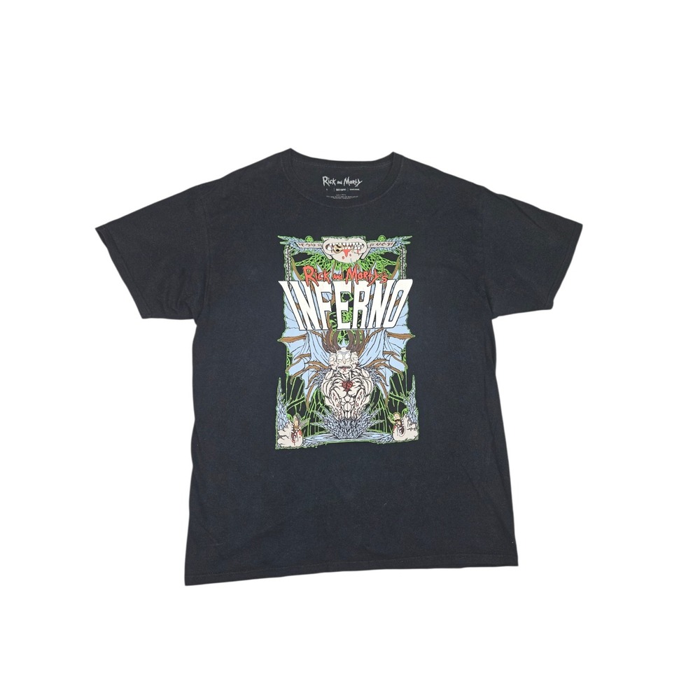 Rick and Morty Inferno T Shirt Mens Large L Black Hot Topic Adult Swim Graphic